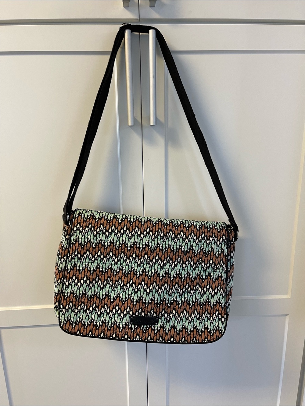 Vera Bradley  Crossbody Messenger Computer Shoulder Bag in Brown & Teal -  16”W